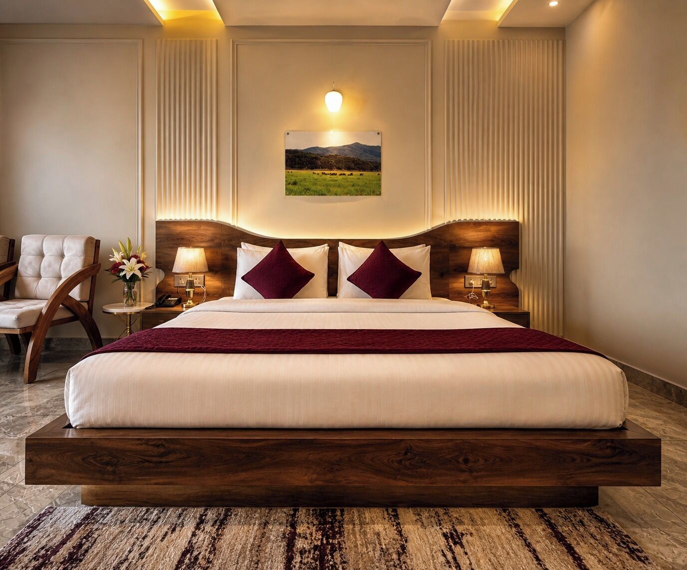 Escritorio, cortinas blackout y tabla de planchar con plancha 