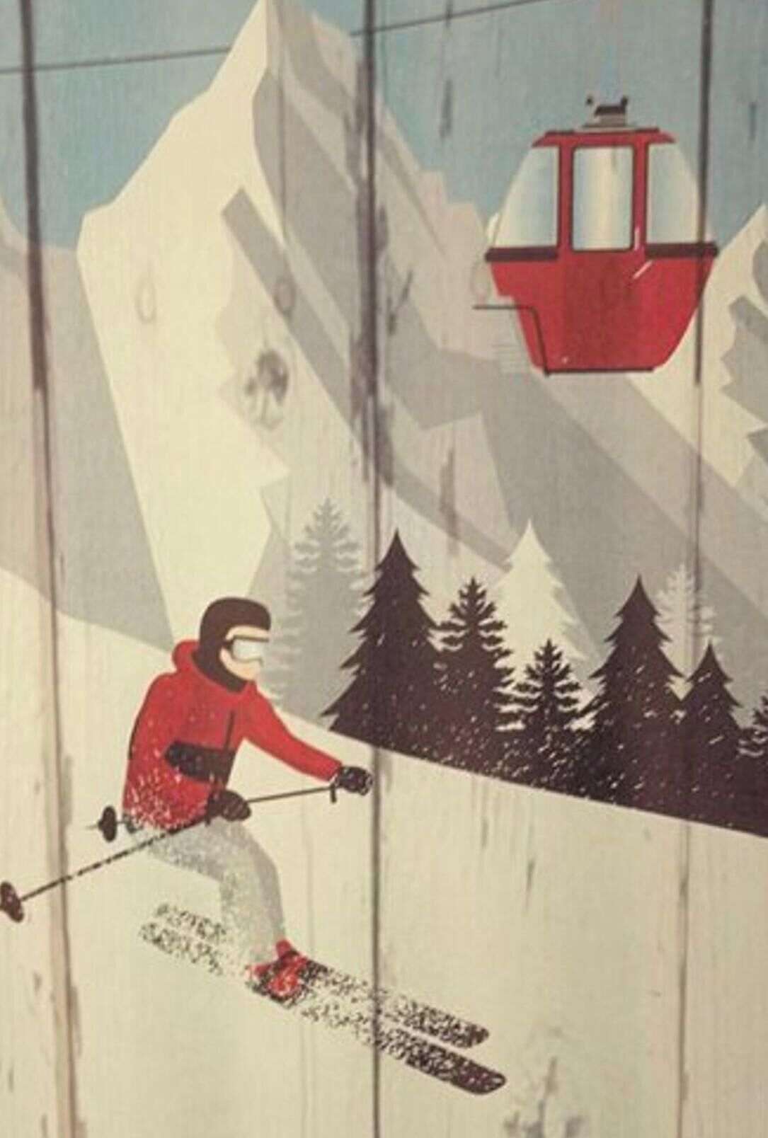 Eine Skipiste mit einem Skifahrer und einem roten Sessellift.