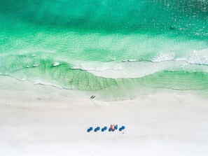 A beach with clear turquoise water and white sand. - Adorable Old Seagrove Beach Cottage Bordering Seaside Near Beach Access (Santa Rosa Beach)