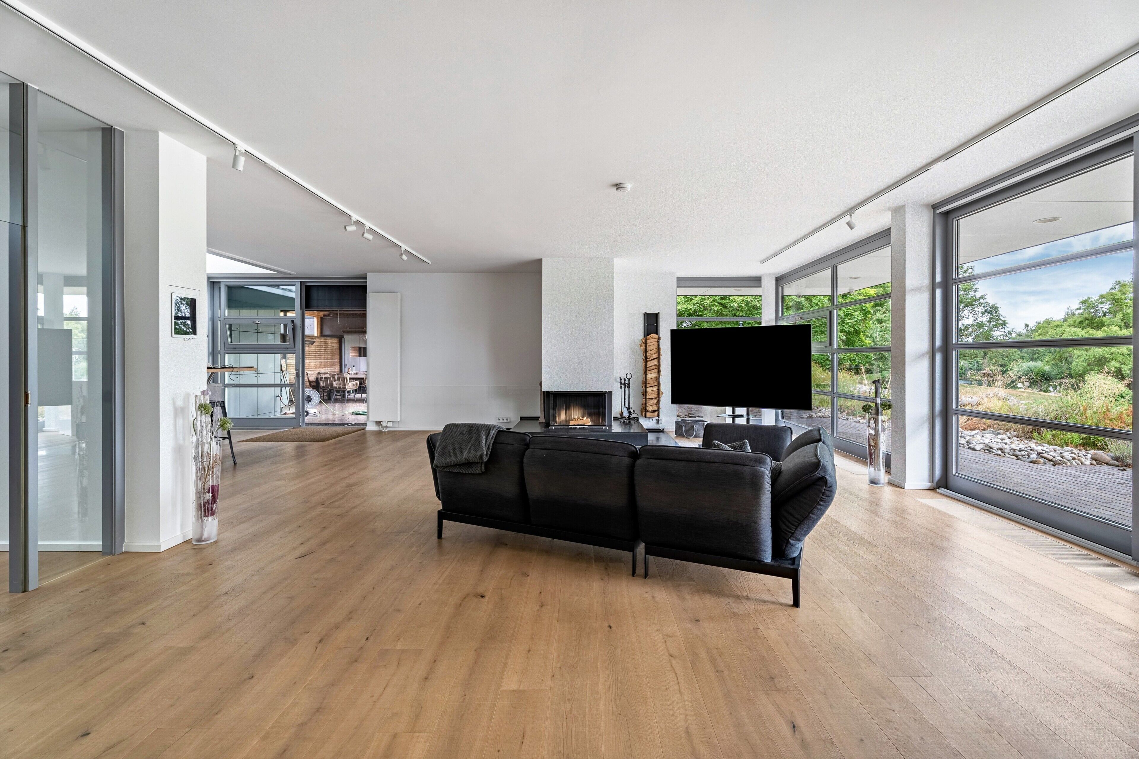 TV, fireplace