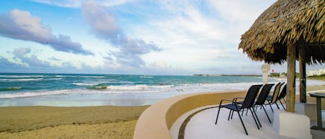 On the beach, white sand