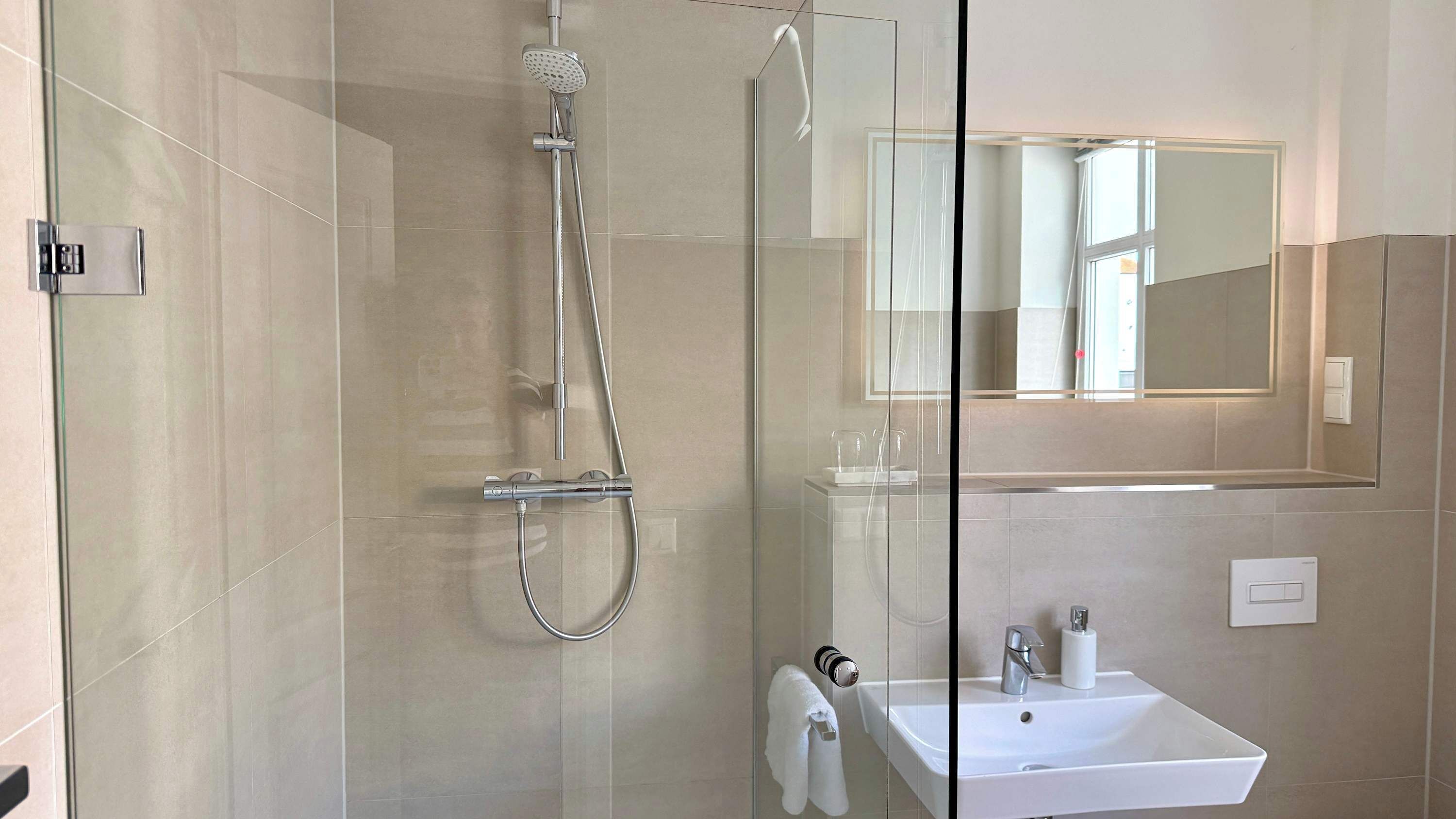 Shower, hair dryer