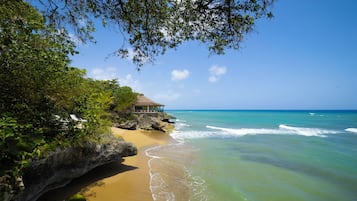 On the beach, white sand