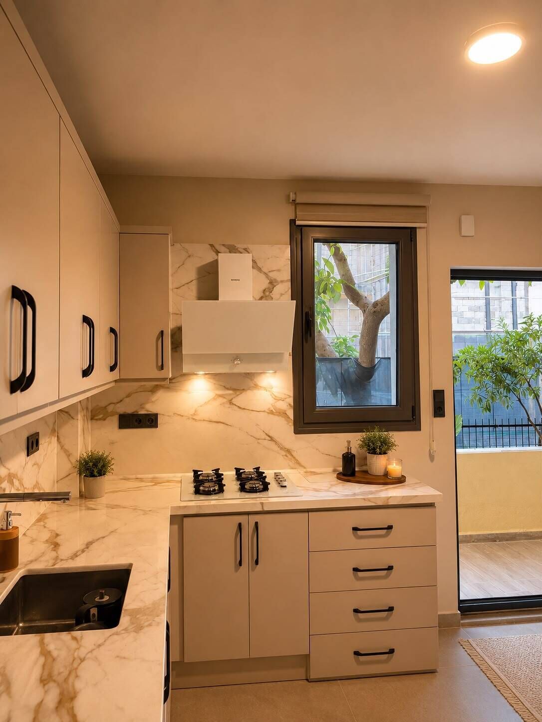 Family Apartment | Private kitchen | Shared fridge, dining table