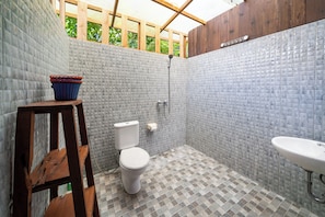 Habitación Deluxe | Baño | Regadera, toallas, jabón, shampoo 
