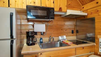 Fridge, microwave, stovetop