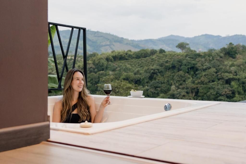 Comfort Double Room, Balcony, Hill View | Outdoor spa tub