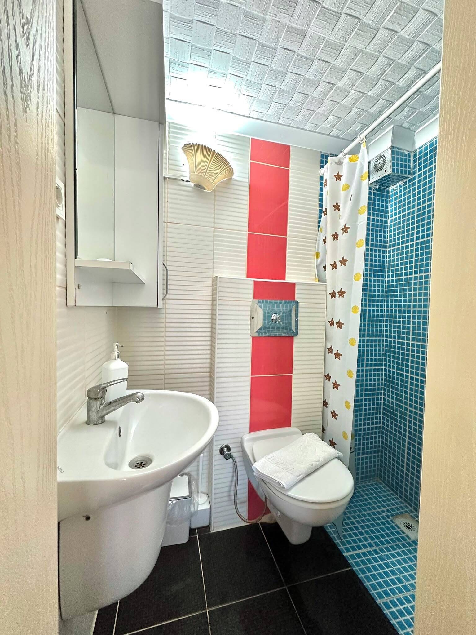 Bathroom | Shower, hair dryer, towels, soap