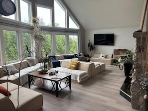 Smart-TV, Kamin, Bücher