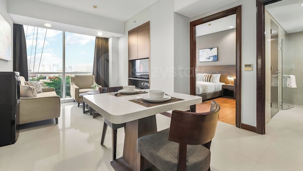อพาร์ทเมนท์, 1 ห้องนอน, วิวเมือง | ห้องรับประทานอาหาร
