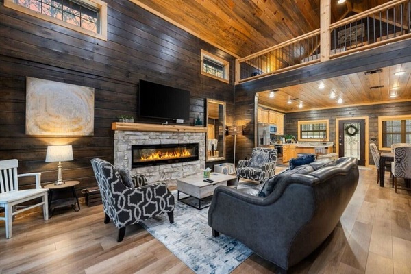 TV, fireplace, video games