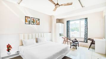 Desk, free WiFi, bed sheets