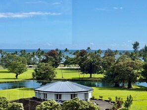 A circular building with a metal roof, surrounded by a well-maintained lawn and a body of water. - Ocean & Wailoa River Views - AC + Pool - 2BD/2BTH (Hilo)