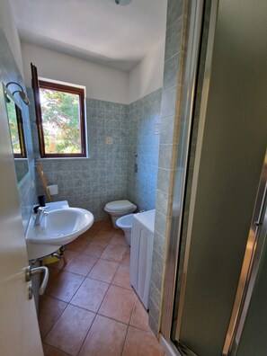 Ducha, secador de pelo, bidet, toallas
