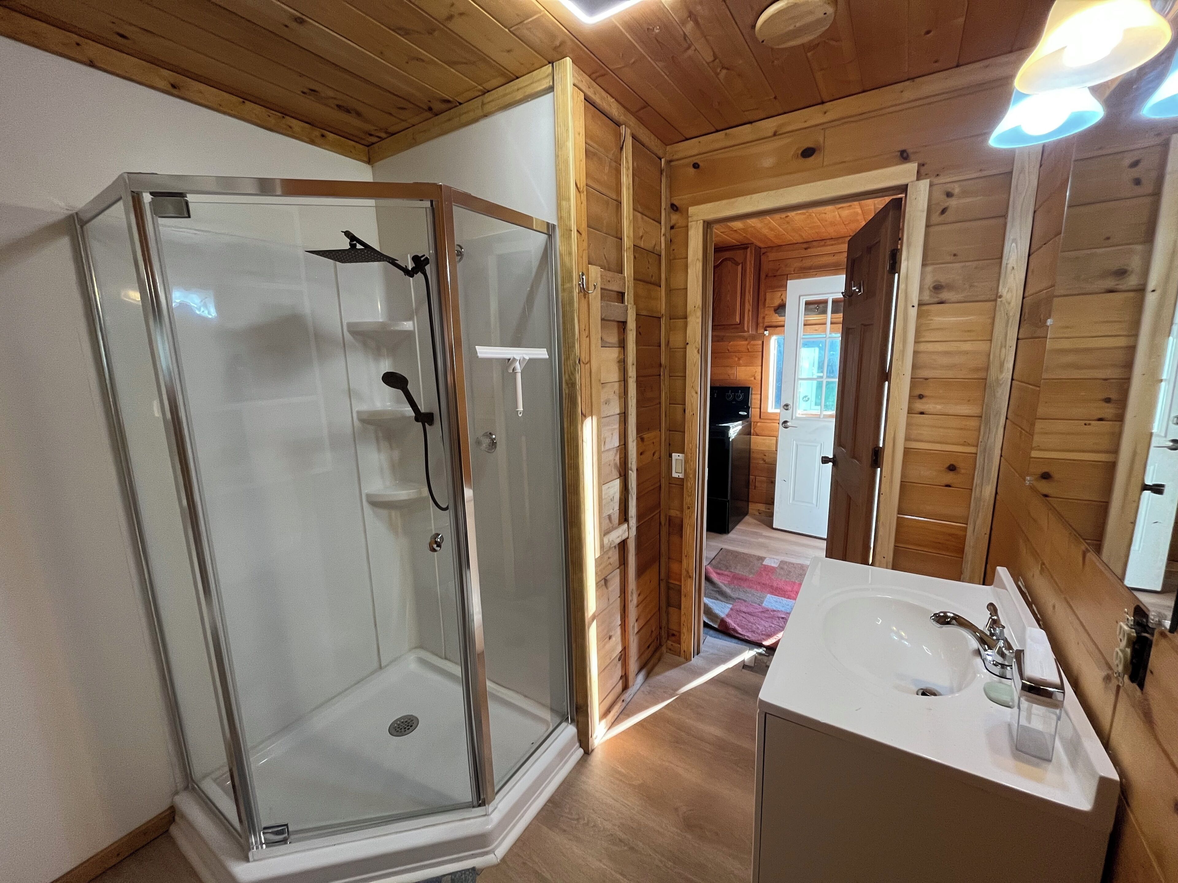 Shower, soap, toilet paper