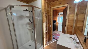 Shower, soap, toilet paper