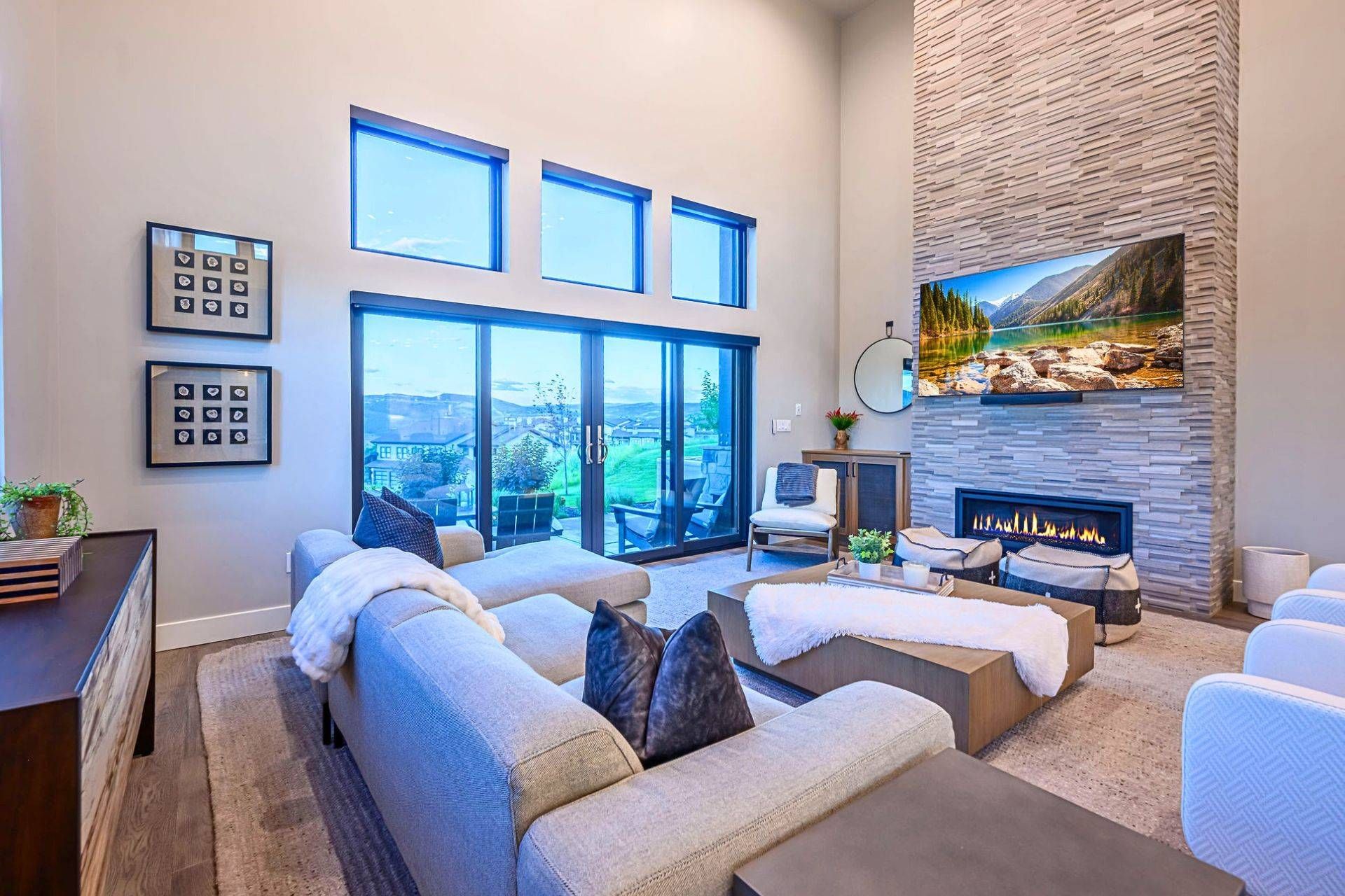 TV, fireplace