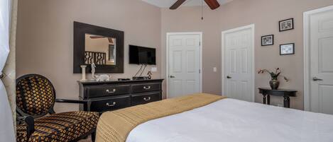 2 habitaciones, tabla de planchar con plancha y ropa de cama