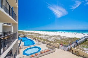 A resort with a pool area, beach access, and a view of the ocean. - Phoenix Iii 3023 1 Bedroom Condo (Orange Beach)