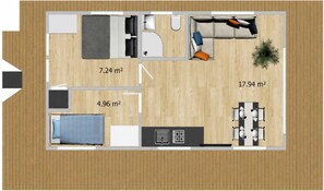 Floor plan - Rex Houseboat – Vacation on the Havel River (Werder (Havel))