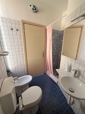 Dusche, Haartrockner, Bidet, Handtücher