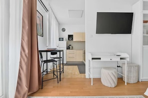 Interior - White Studio in Old Town with Balcony (Bratislava I)