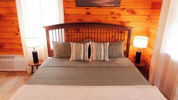 Cabin, 1 King Bed with Sofa bed, Hot Tub (Shepherd's Grove) | 1 bedroom, bed sheets