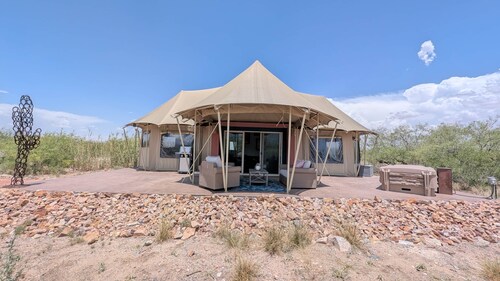 Desert Safari in a Luxury Glamping Tent with Private Hot Tub
