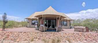 Desert Safari in a Luxury Glamping Tent with Private Hot Tub