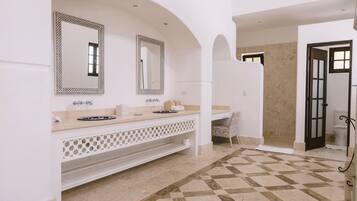 Bathroom | Shower, towels, soap, toilet paper