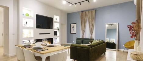 TV, fireplace, offices