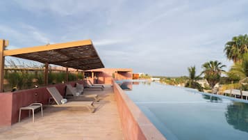 Outdoor pool, sun loungers