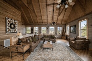 Living area - Marvelous Views! Hot tub, Air Hockey, Location, Fire Pit- This Cabin Has It All! (Sevierville)
