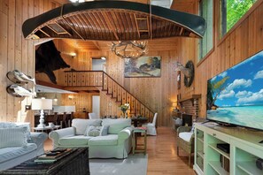 TV, fireplace