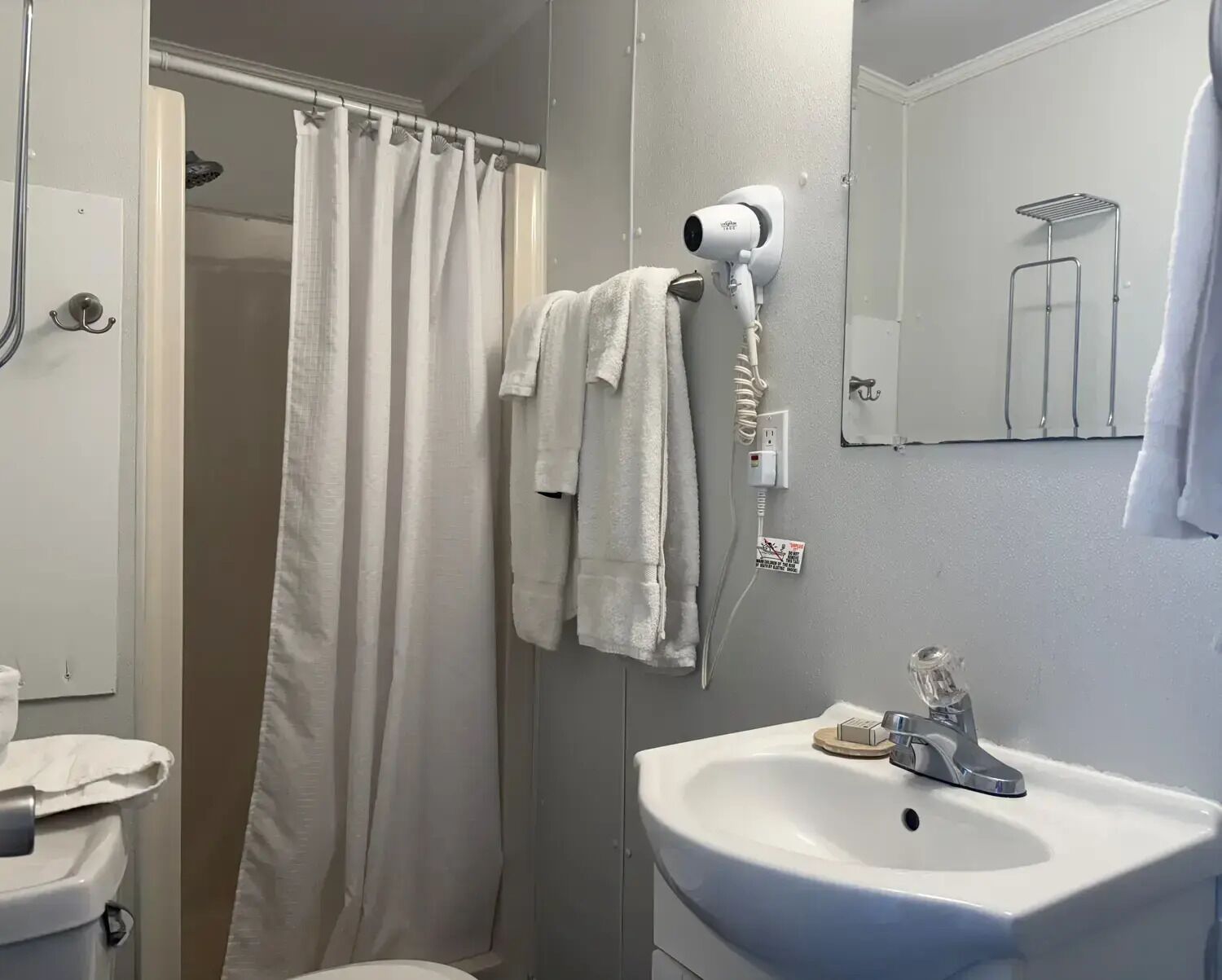 Hair dryer, towels