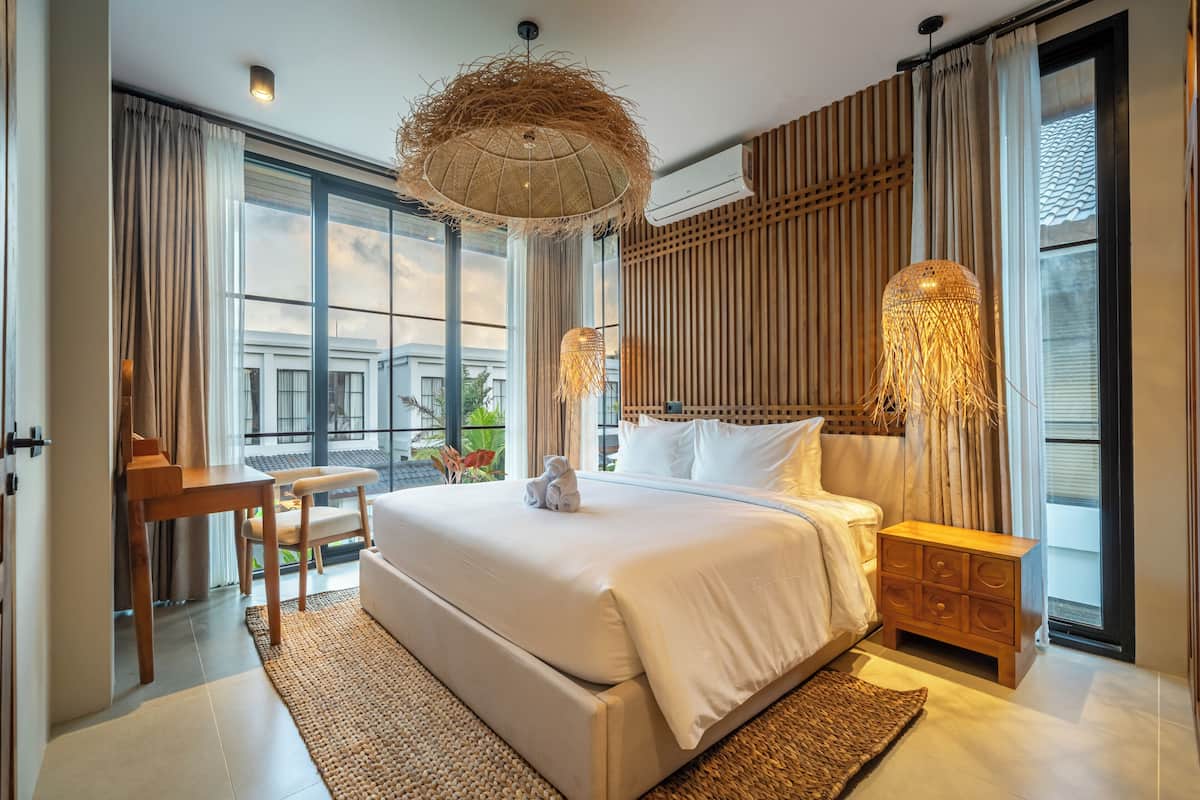 Villa luxueuse, 2 chambres, piscine privée, vue sur le jardin | Draps en coton égyptien, literie de qualité, coffre-fort