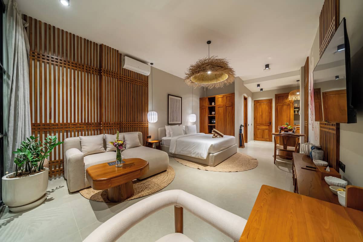 Appartement Galerie, 1 chambre, vue sur la cour intérieure | Draps en coton égyptien, literie de qualité, coffre-fort