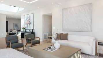 Smart TV, chimenea, estéreo y impresora