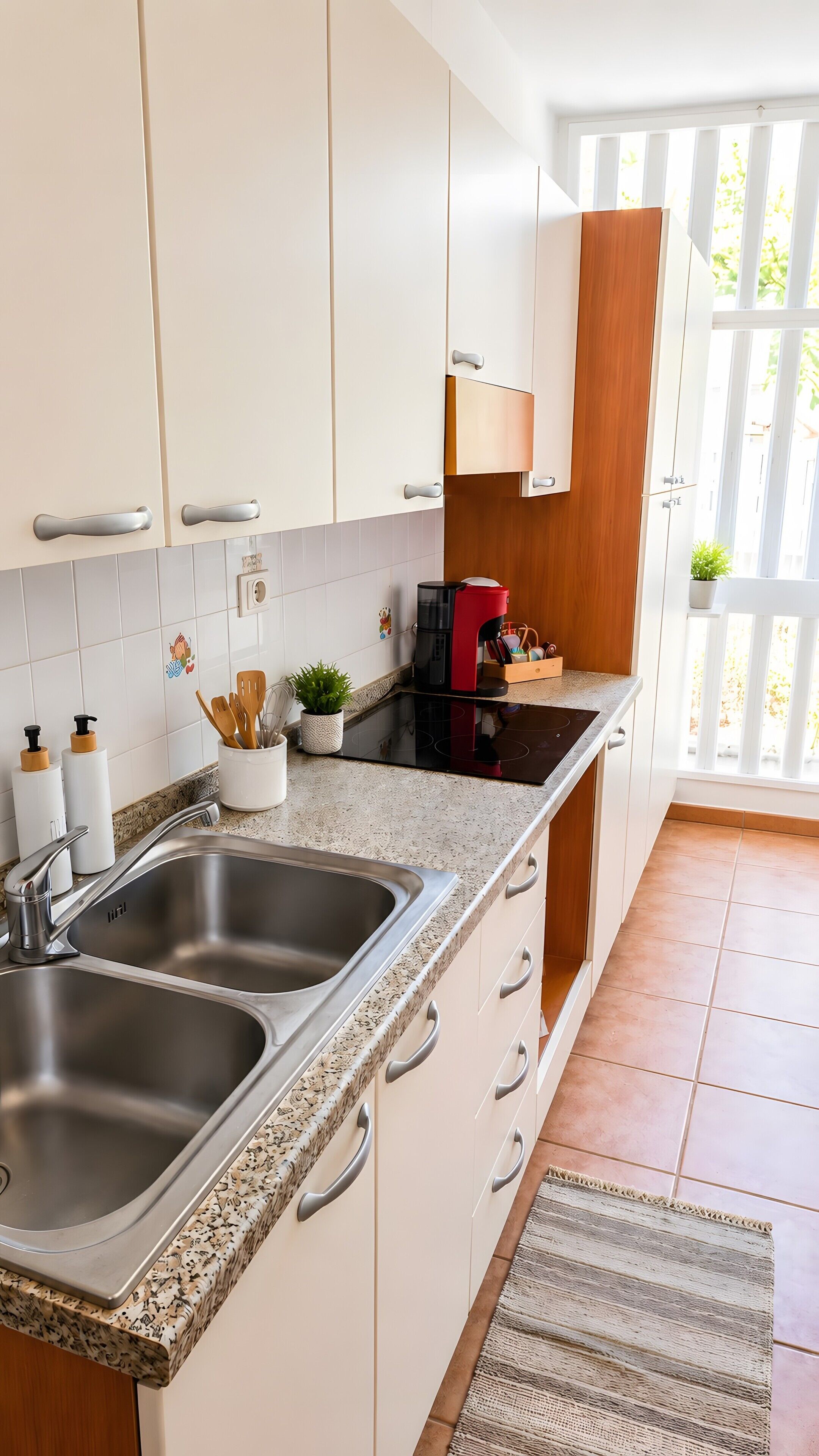 Coffee/tea maker, fridge, microwave, stovetop