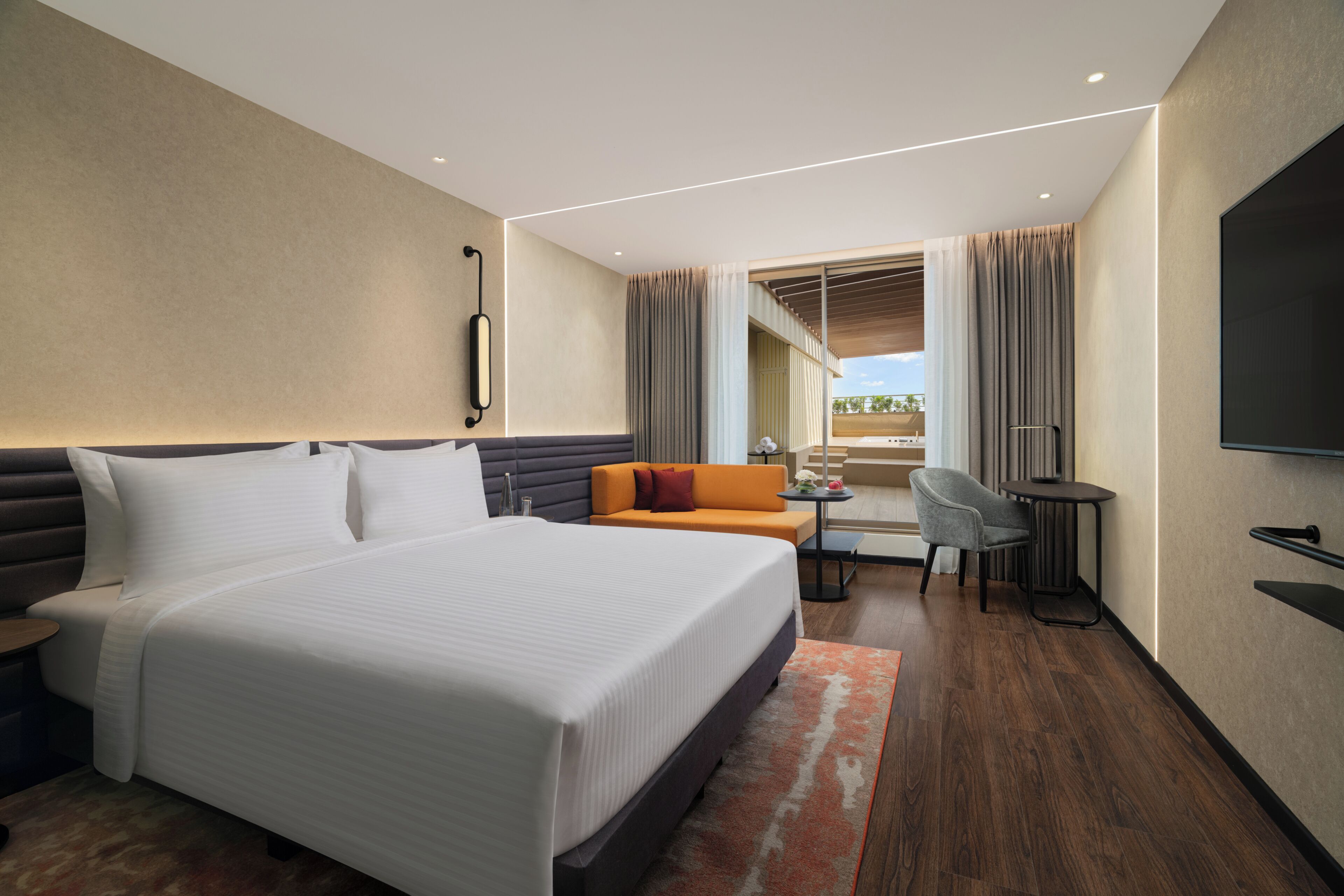 Deluxe-Zimmer, 1 King-Bett, Balkon | Allergikerbettwaren, Daunenbettdecken, Zimmersafe