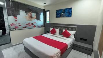 In-room safe, desk, laptop workspace, iron/ironing board