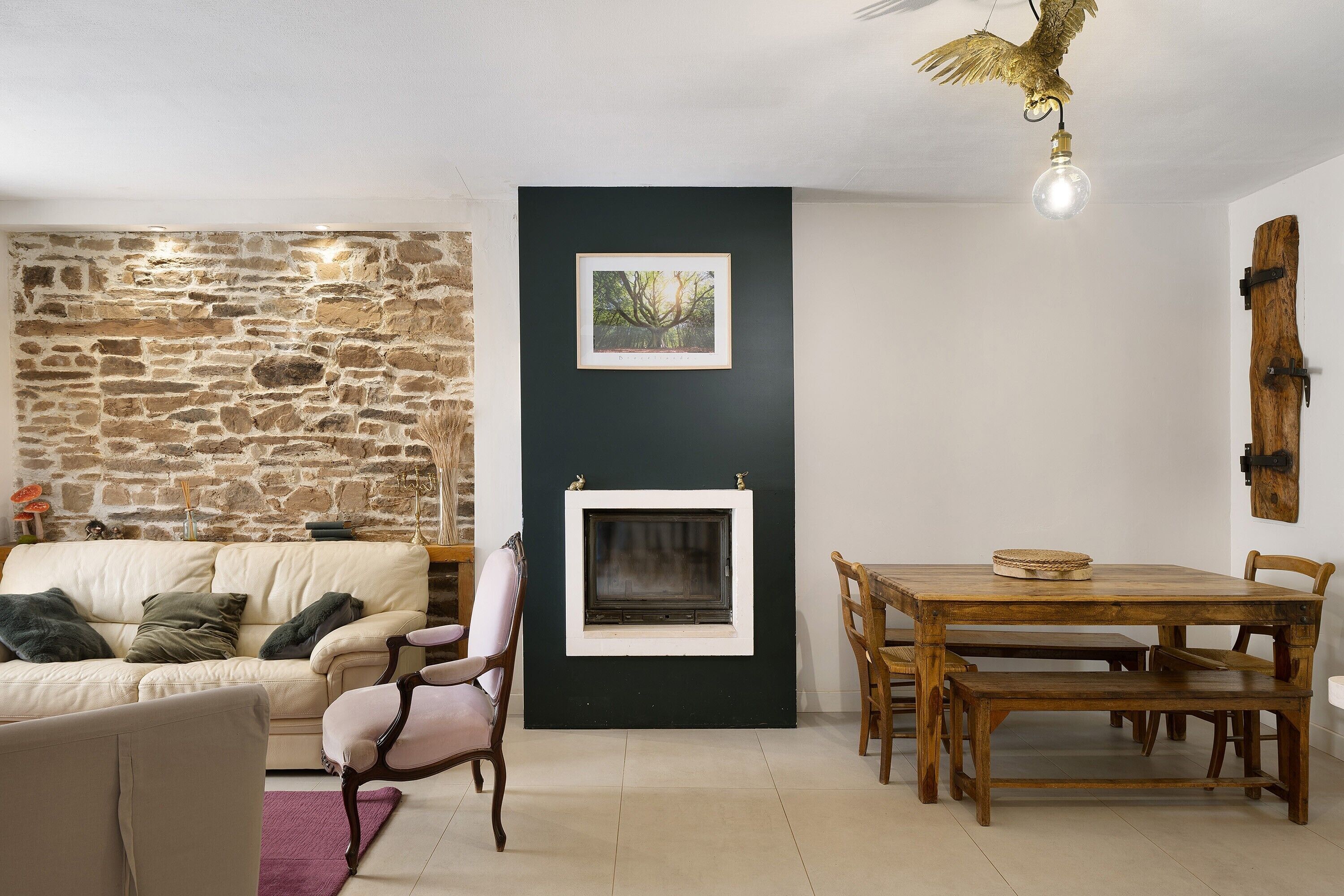 TV, fireplace