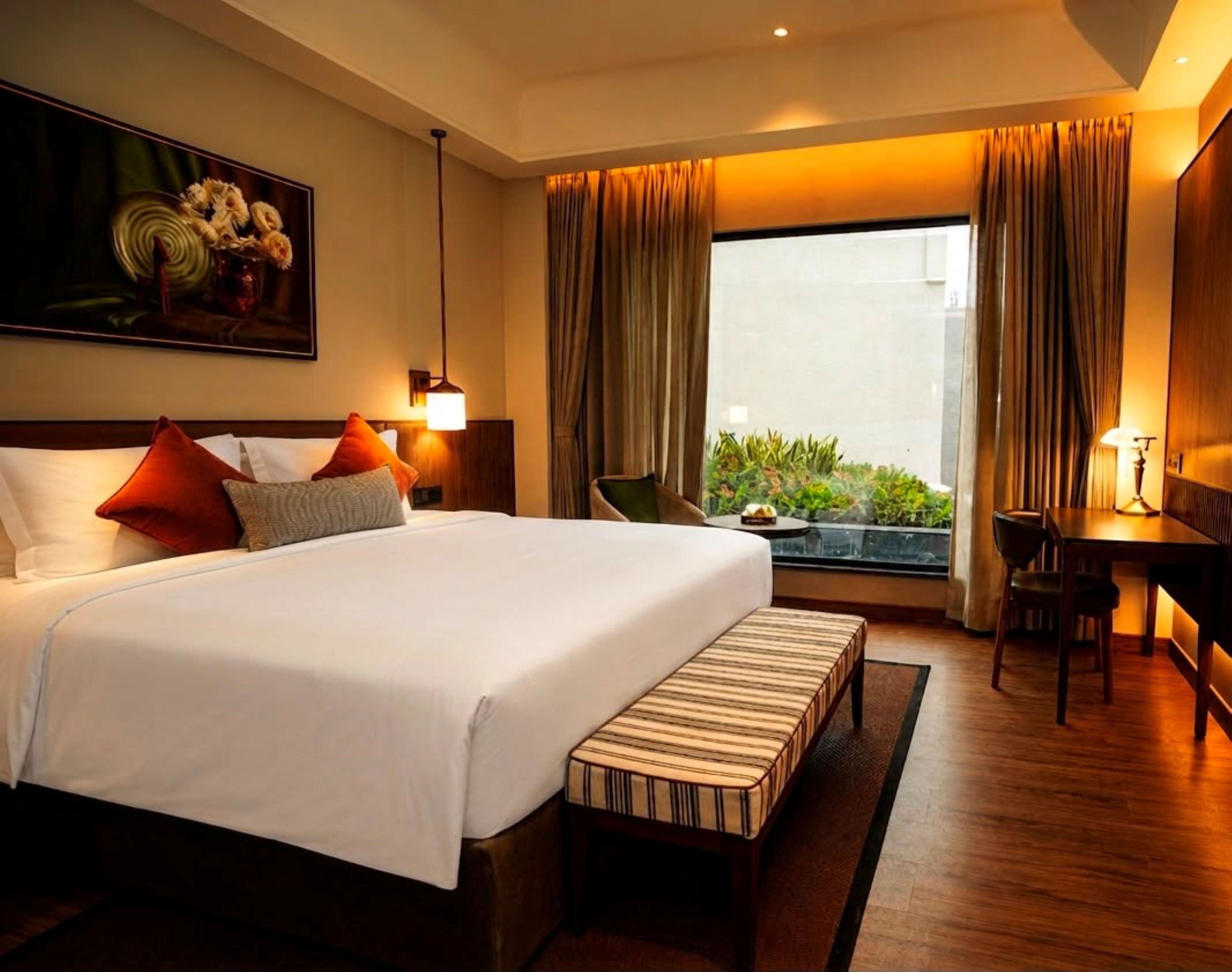 Premium Double Room, City View | In-room safe, desk, laptop workspace, blackout drapes