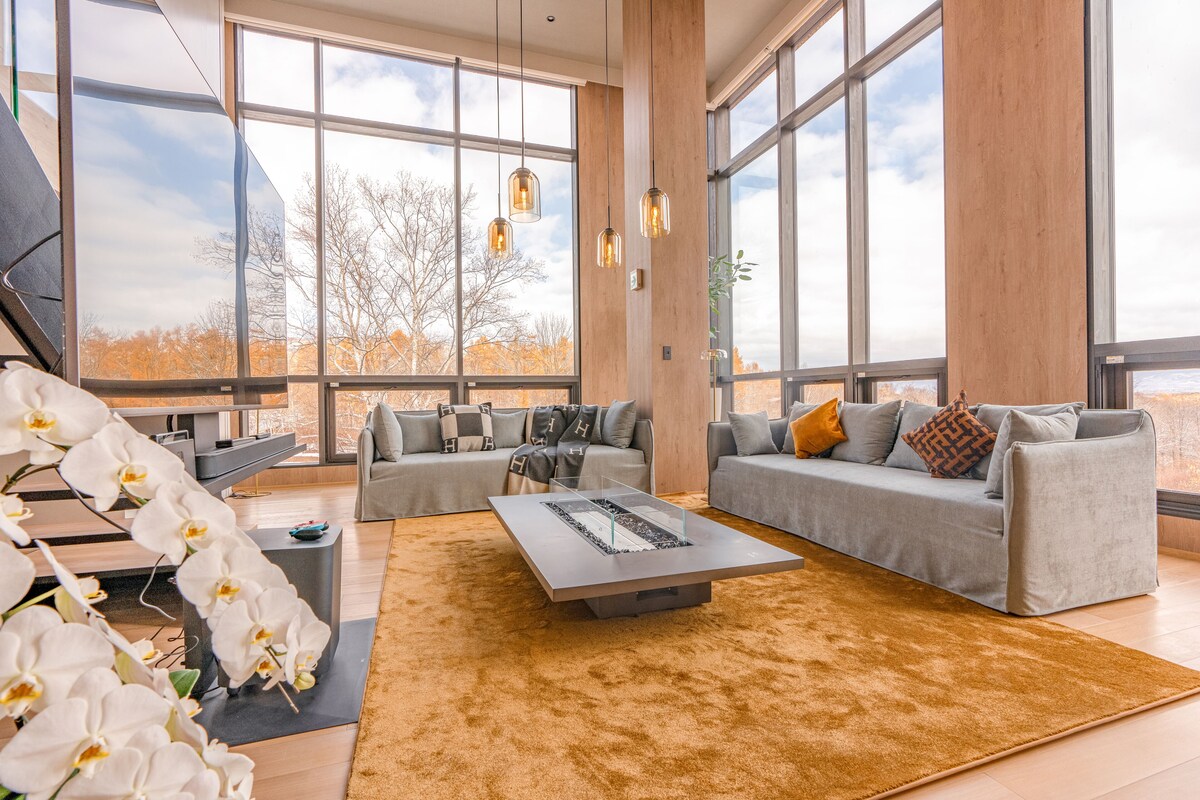 Penthouse Deluxe - utsikt mot bergen | Vardagsrum