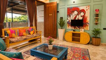 Villa, balcon, vue jardin