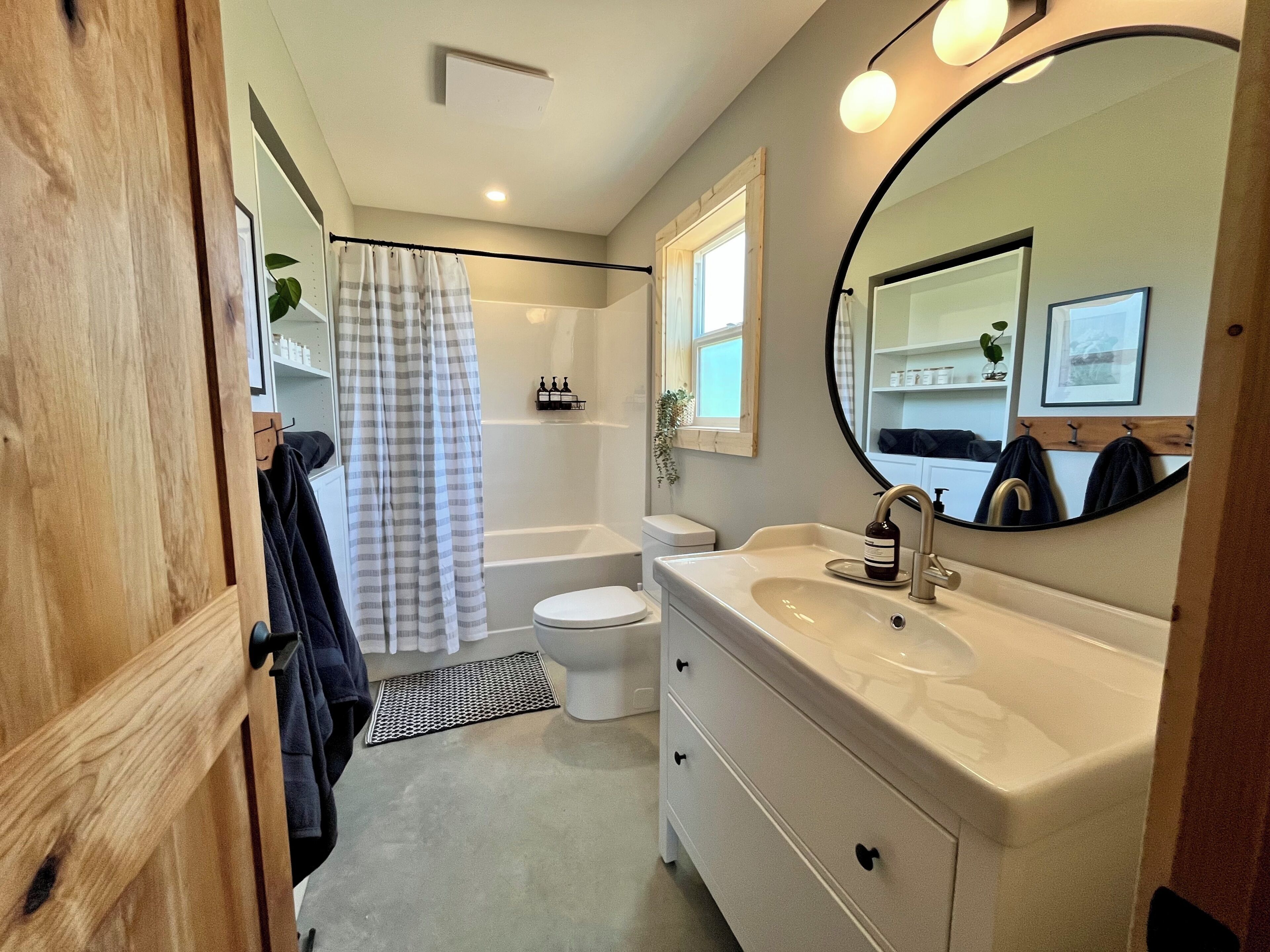 Eco-friendly toiletries, hair dryer, towels, soap