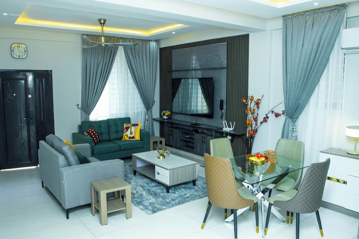 Luxury Apartment, 2 Bedrooms | Living area | 65-inch Smart TV with digital channels