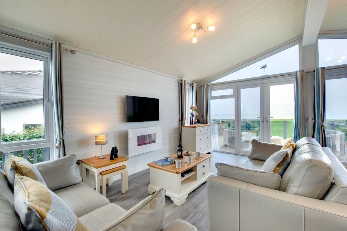 Bay View Lodge - Pet friendly | Living area | Smart TV, fireplace