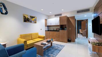 In-room safe, desk, laptop workspace, blackout curtains