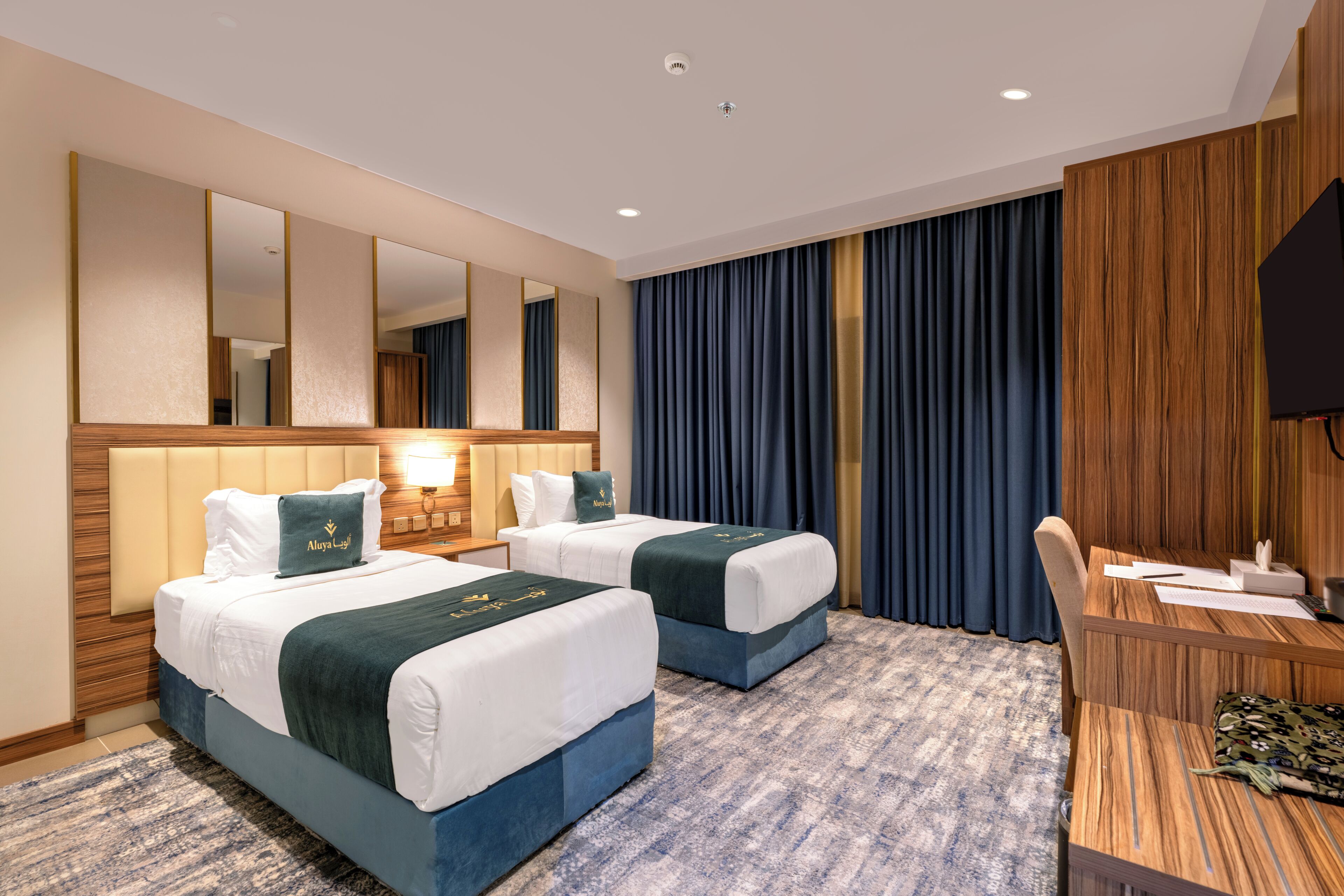 In-room safe, desk, laptop workspace, blackout curtains